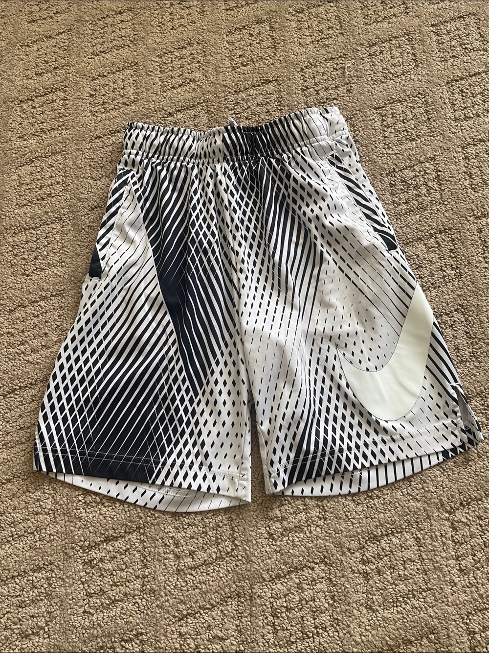 Nike Boys Black and White Graphic Athletic Shorts